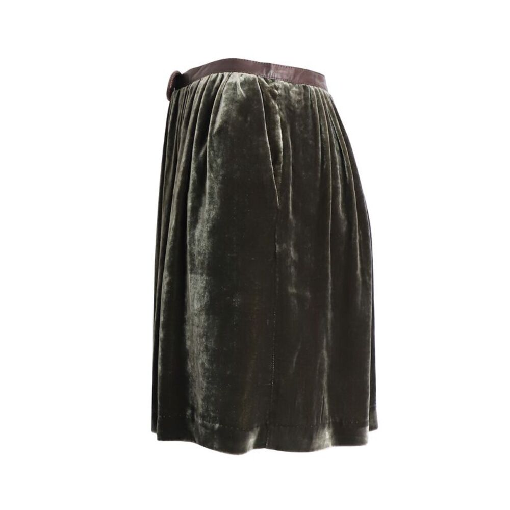 Sandro Paris Velvet Skirt with Bow in Green Viscose - Picture 3 of 5